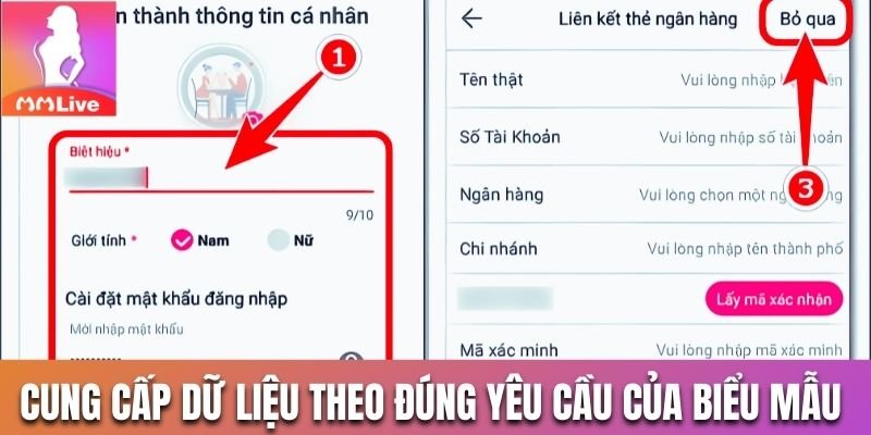 Cung cấp dữ liệu cá nhân theo đúng yêu cầu của biểu mẫu