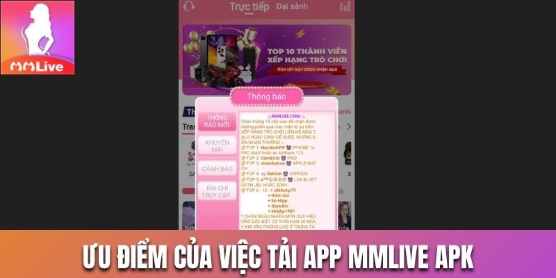 Ưu điểm của việc tải app MMLive APK