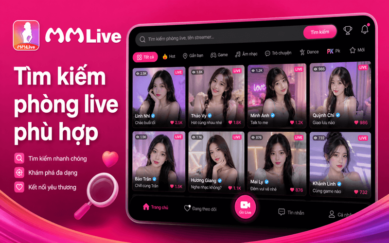 Tìm kiếm phòng live phù hợp
