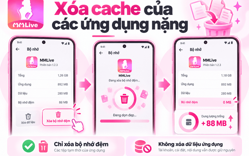 Xóa cache của các ứng dụng nặng